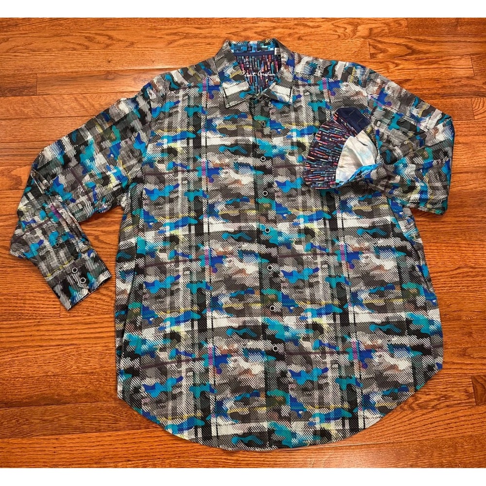 Robert Graham Button Down Shirt Mens 2XL Abstract Geometric Print Hydroflauge